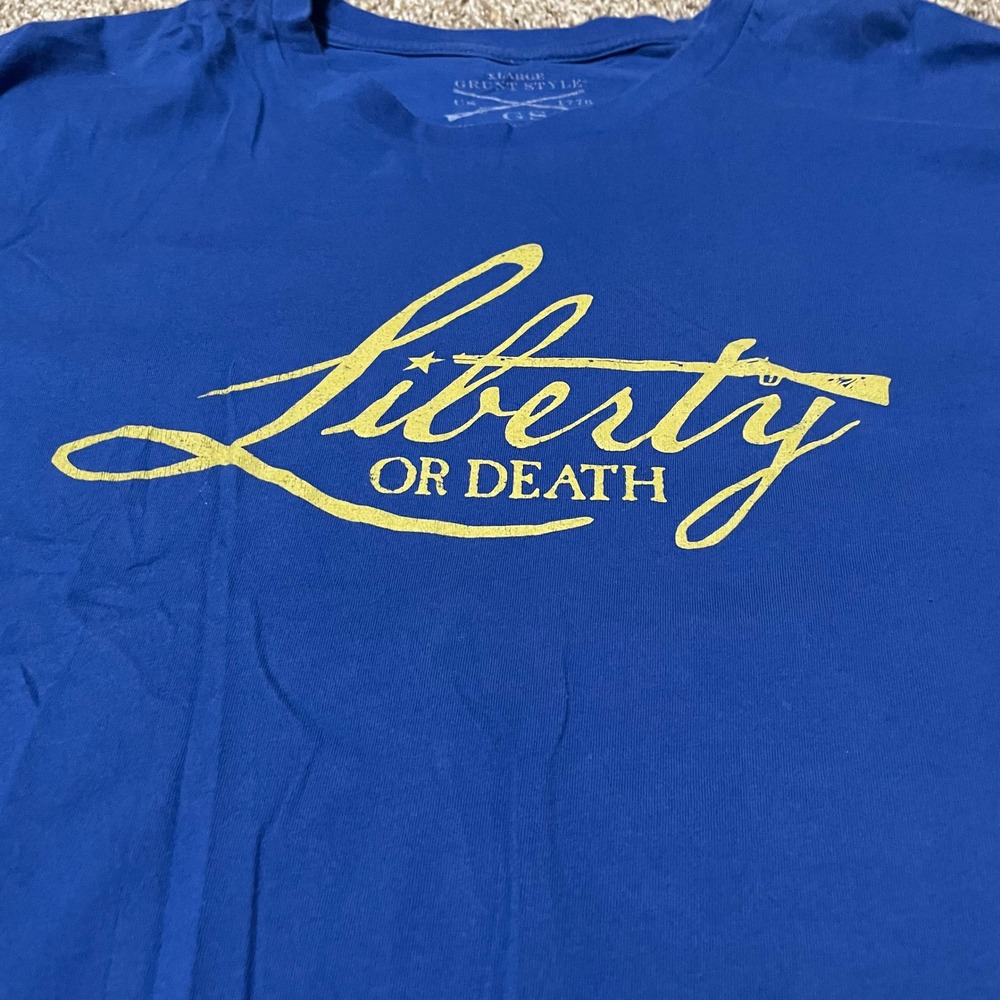 Grunt Style Liberty or Death USA Flag Patriotic Graphic T-Shirt XL Blue